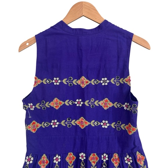Maeve Anthropologie Purple Ionia Embroidered Beaded Tunic Top Sz 8 - Picture 10 of 13